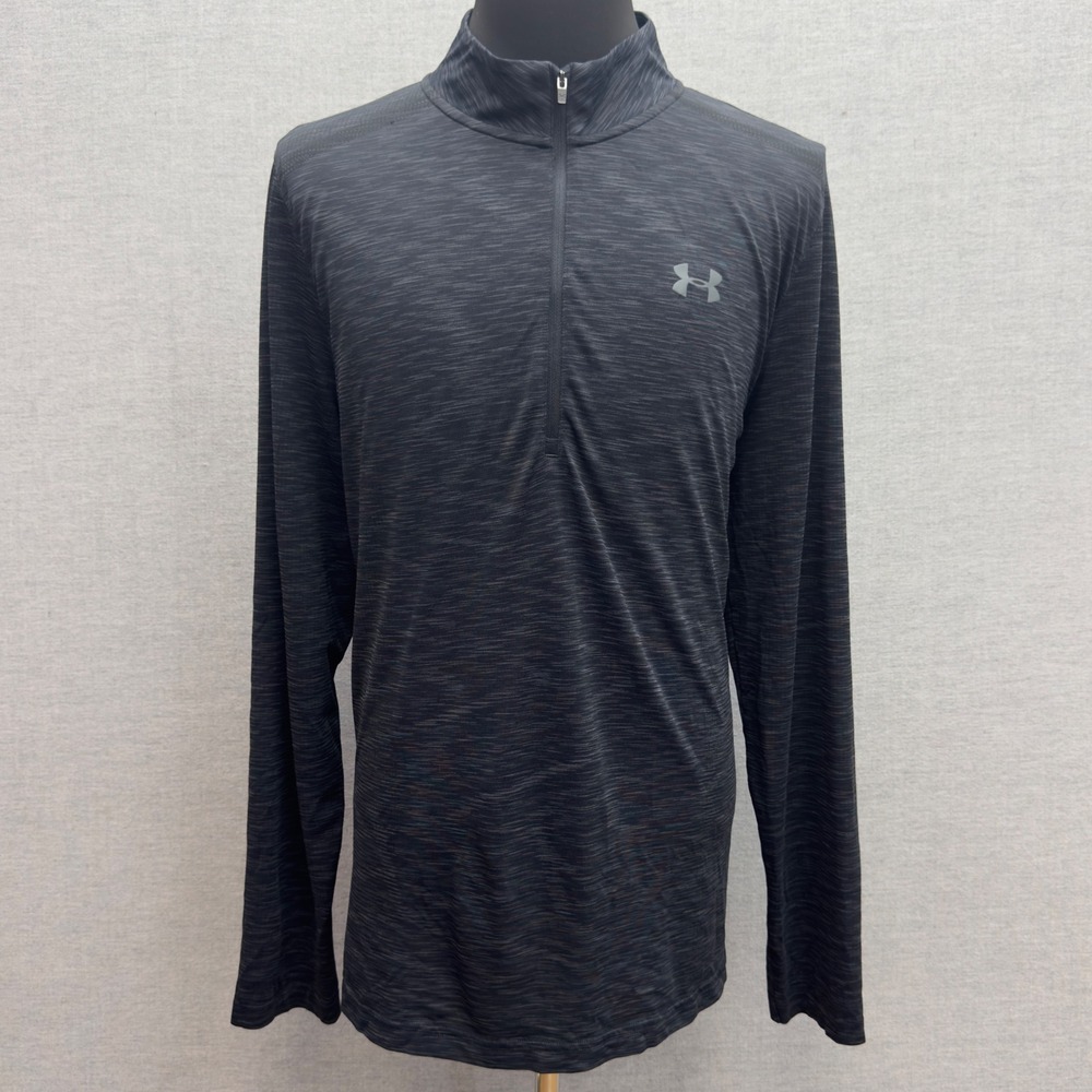 Under Armour Mens XXL HeatGear‎ 1/2 Zip Pullover Charcoal Gray Fitted Long Sleve